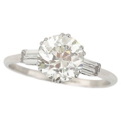 Art Deco 2.35ct Old European and Baguette Cut Diamond Engagement Ring Circa 1946