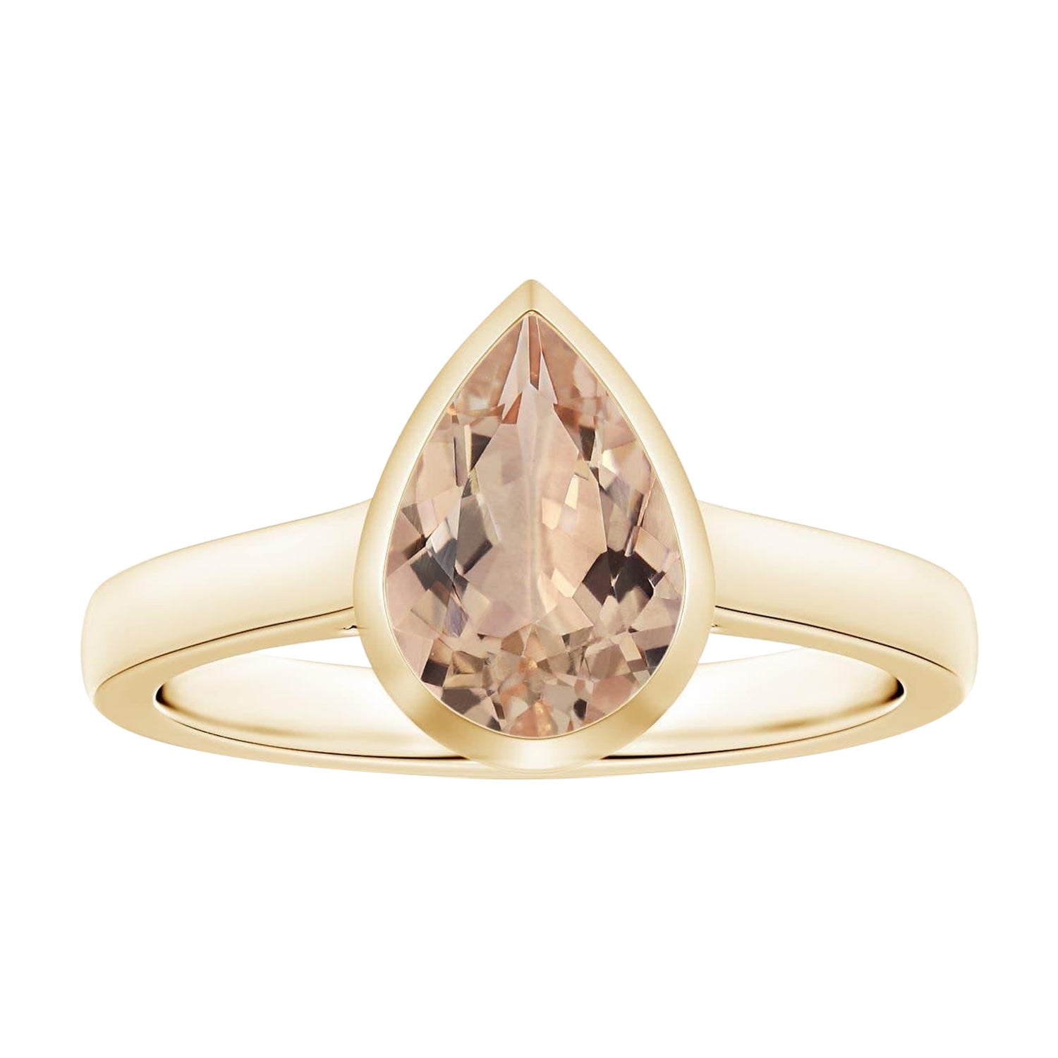 For Sale:  Angara Bezel-Set Gia Certified Natural Morganite Solitaire Ring in Yellow Gold