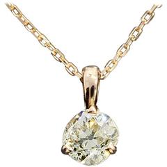 .46 Carat Old European Cut Diamond Solitaire Pendant Necklace