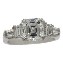 Asscher Diamond Ring 4.26 Carat Total Weight in Platinum