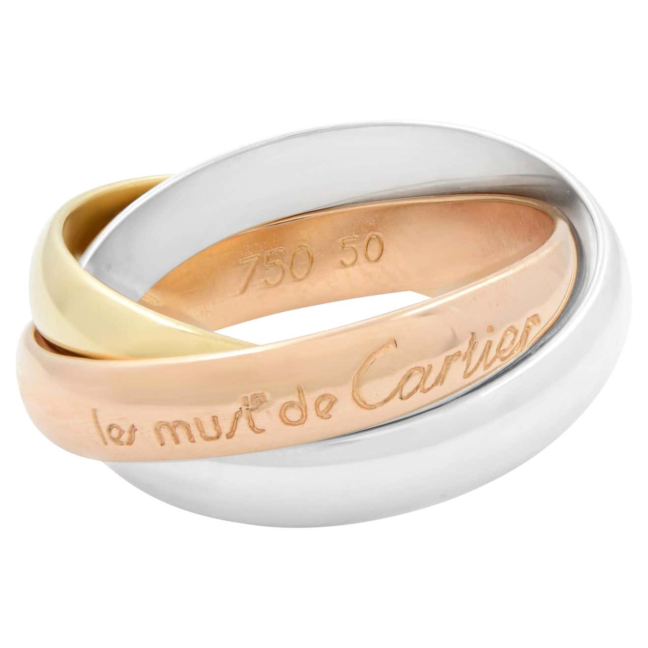 Three Gold Rings Cartier Trinity Three-Tone Gold Classic Ring 18K Gold For Sale at 1stDibs