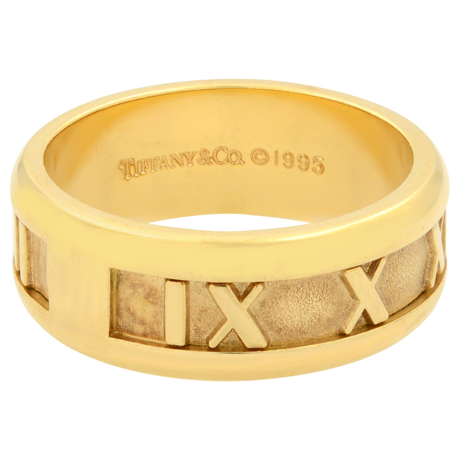 Tiffany & Co. Atlas 18k Yellow Gold Roman Numeral Band Ring Size 5 – Joseph  Robert Jewelers