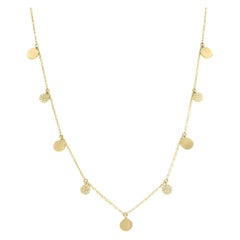 Rachel Koen Pave Diamond Circle Disc Necklace 14K Yellow Gold 0.12cttw 16 Inches