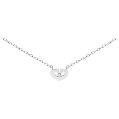 Cartier C Heart Diamond Pendant Necklace 18k White Gold 0.02cttw