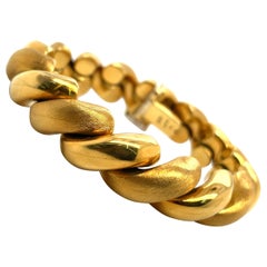 18 Karat Yellow Gold San MarCo Link Polished & Brushed Finish Bracelet 61 Grams