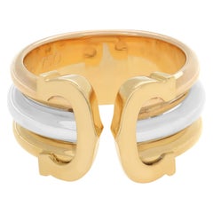 Vintage Cartier Double C Ring 18k Tri Color Gold