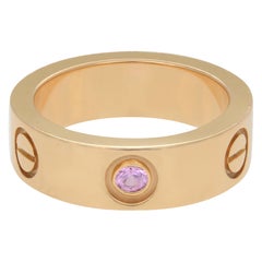 Cartier Love Pink Sapphire Ring 18K Rose Gold Size 50 US 5.25