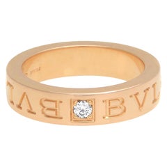 Bvlgari Diamond Ring 18K Rose Gold 0.04cttw Size 4.75