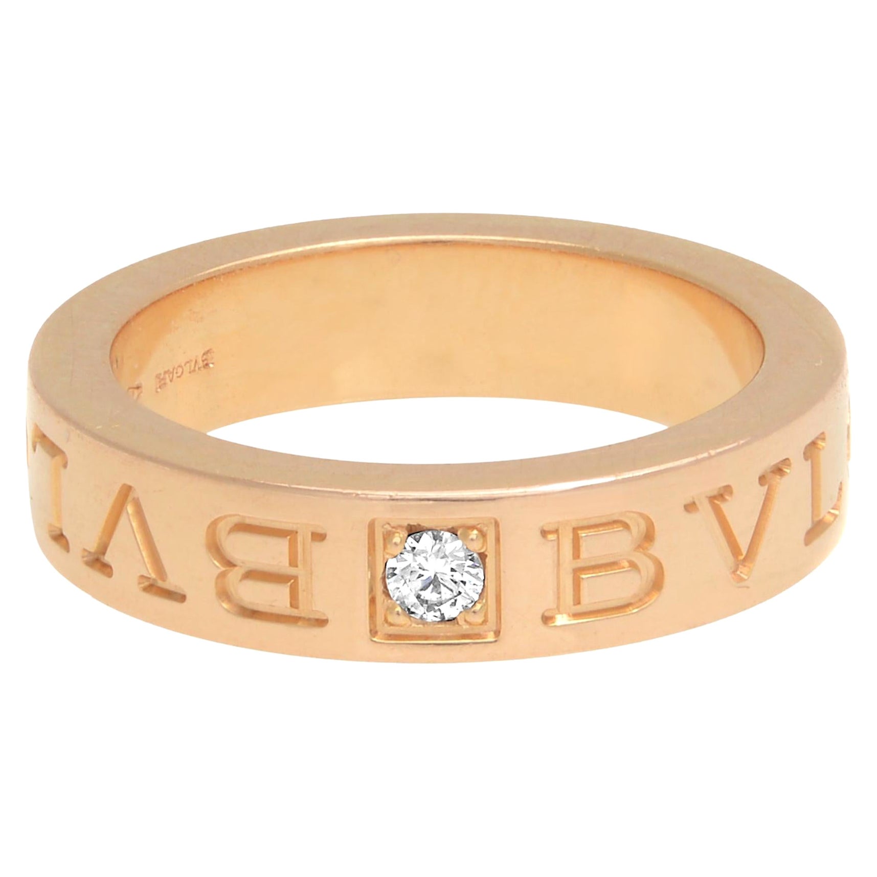 Bvlgari Diamond Ring Band 18K Rose Gold 0.04cttw For Sale