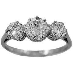 Art Deco .80 Diamond Platinum 3 Stone Ring 12