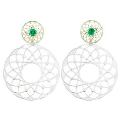 Gold and Silver Transformable Earrings Studs with Earrings with Emeralds