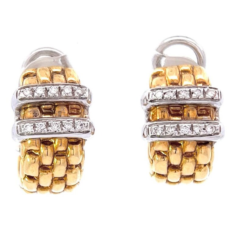 Vintage Fope Italy Diamond 18 Karat Gold Panorama Earrings For Sale