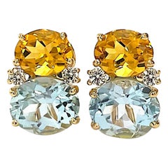 Medium Gum Drop Earrings with Citrine and Blue Topaz and Diamonds