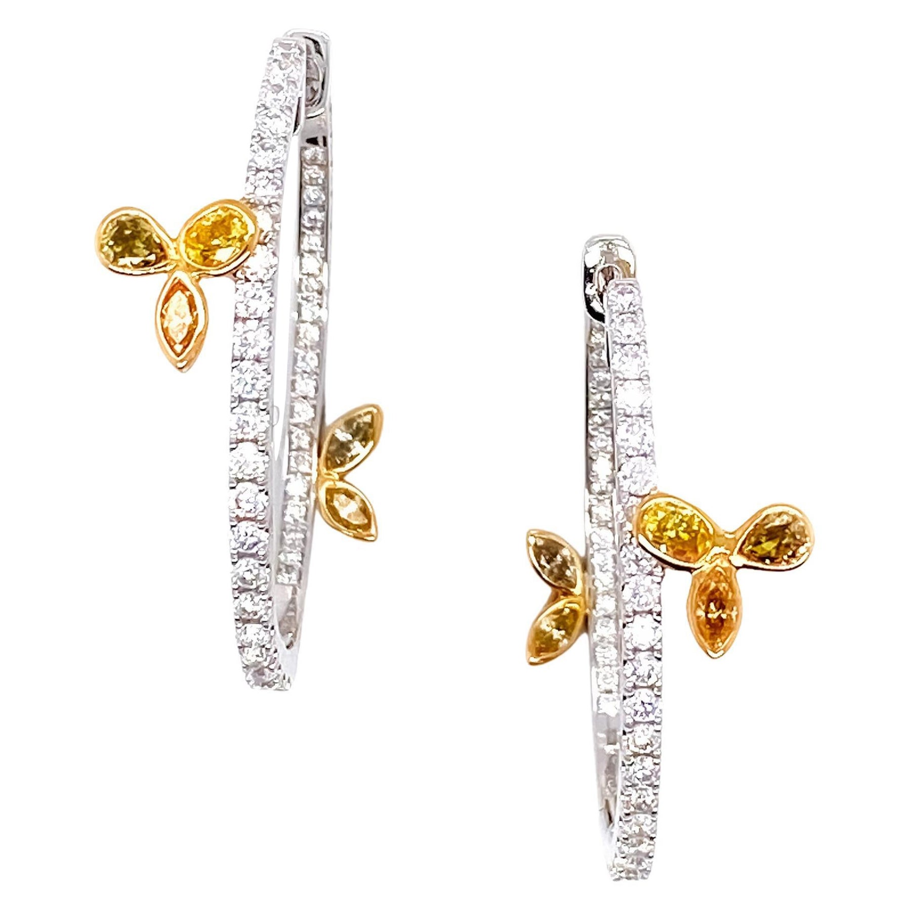Dilys' Floral Motif Everyday Diamond Hoop Earrings