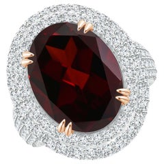 ANGARA GIA Certified Natural Garnet Triple Halo Ring in White Gold