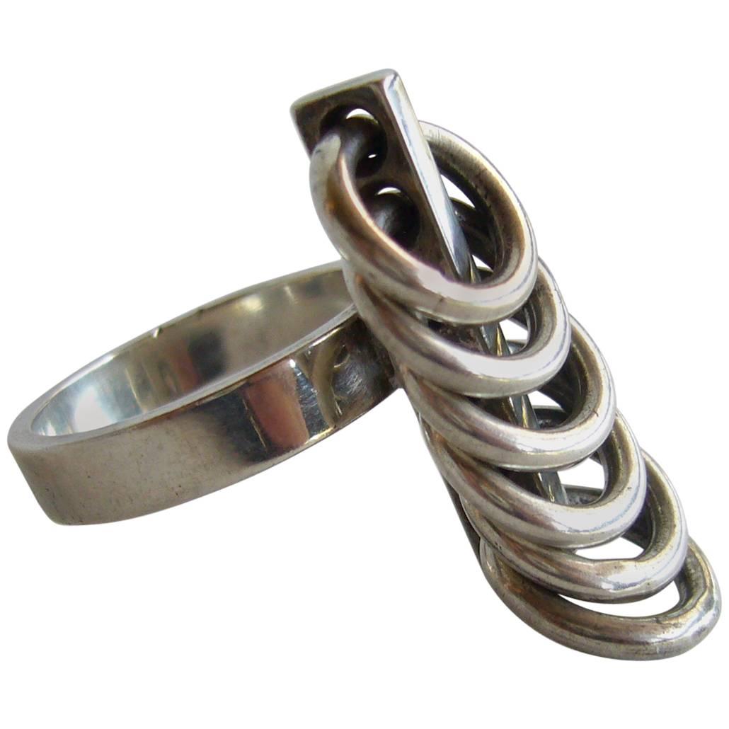 Hans Hansen Sterling Silver Scandinavian Kinetic Ring