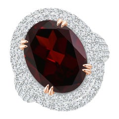 ANGARA GIA Certified Natural Garnet Triple Halo Ring in Rose Gold