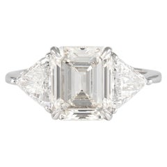 Alexander Bague à trois pierres en or 18 carats avec diamants taille émeraude de 2,85 carats certifiés EGL