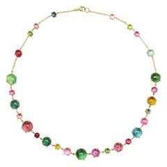 Alex Jona Boboli Multicolor Tourmaline 18 Karat Yellow Gold Necklace