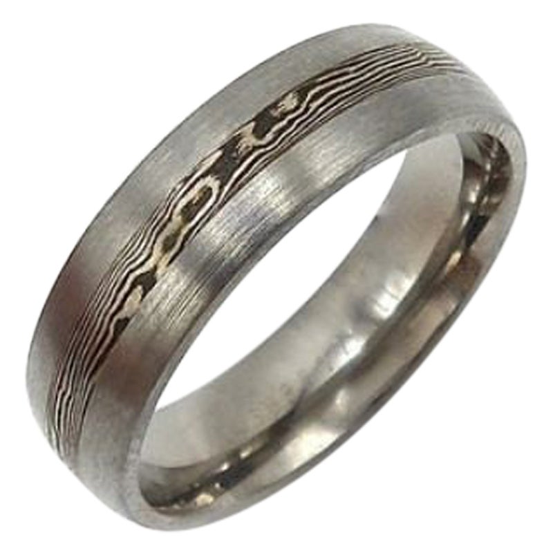 Satin Finish Vintage 14K & Cobalt Mokune Gane Titanium Ring