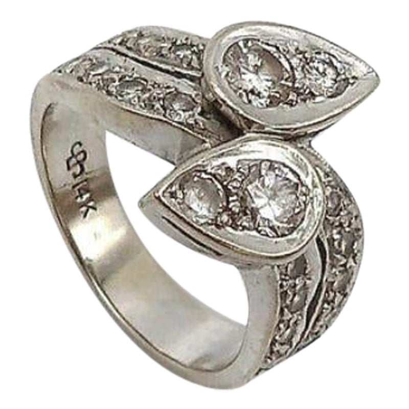Mid-Century 14K Gold Moi Et Toi Diamond Ring by Sarkin For Sale