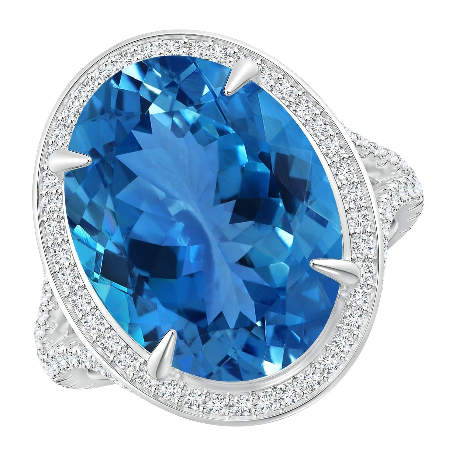 For Sale:  Angara GIA Certified Natural Oval Aquamarine Cocktail Ring in White Gold