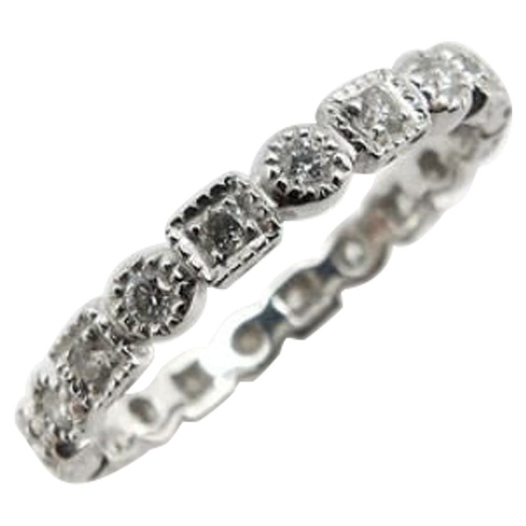 Vintage 18K White Gold Diamond Eternity Band For Sale at 1stDibs