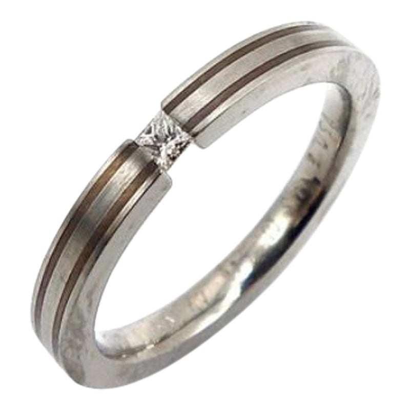 Titanium, Silver and Diamond Ring For Sale