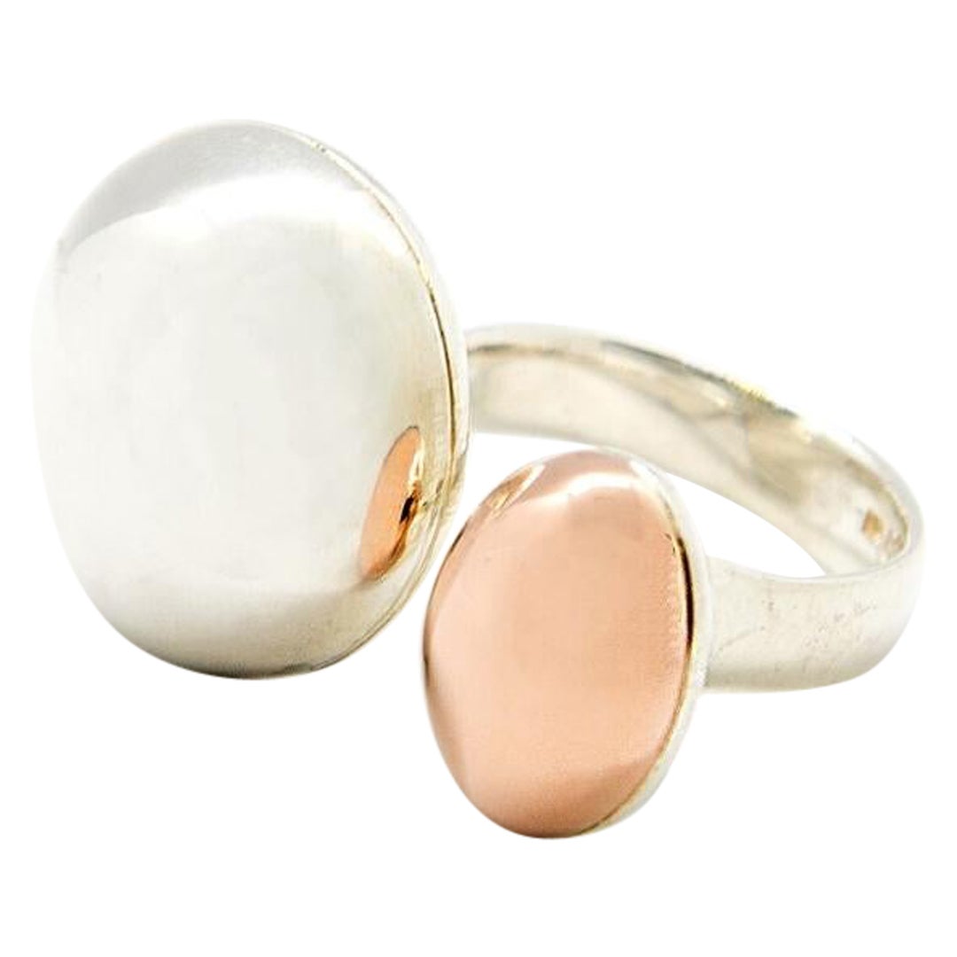 For Sale:  Carlota Guardia Cocoon Double Sphere Rose Gold and Sterling Silver Cocktail Ring