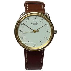 Hermes Yellow Gold Stainless Steel Arceau Quartz Wristwatch