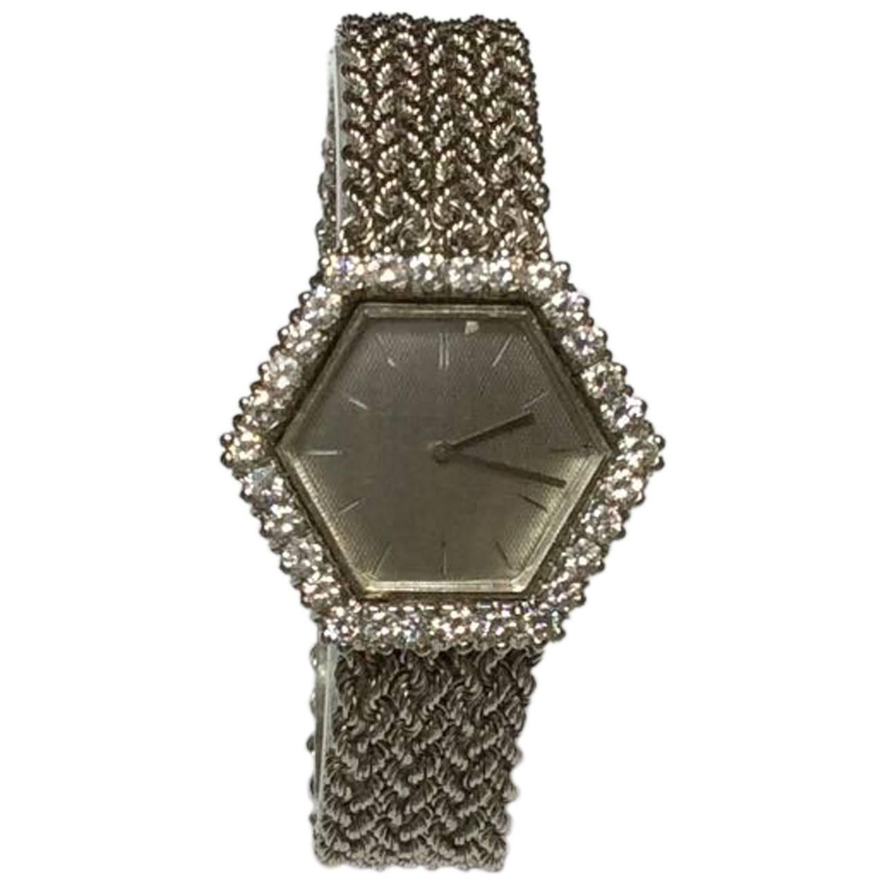 Boucheron Ladies White Gold Diamonds Self Winding Wristwatch For Sale