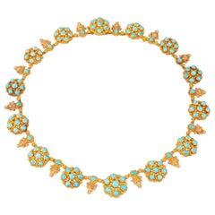 Gold and Turquoises Charles X Antique Necklace circa 1825