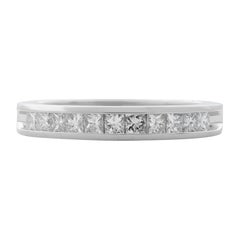 Rachel Koen Bague plate en platine avec diamant taille princesse de 0,44 carat