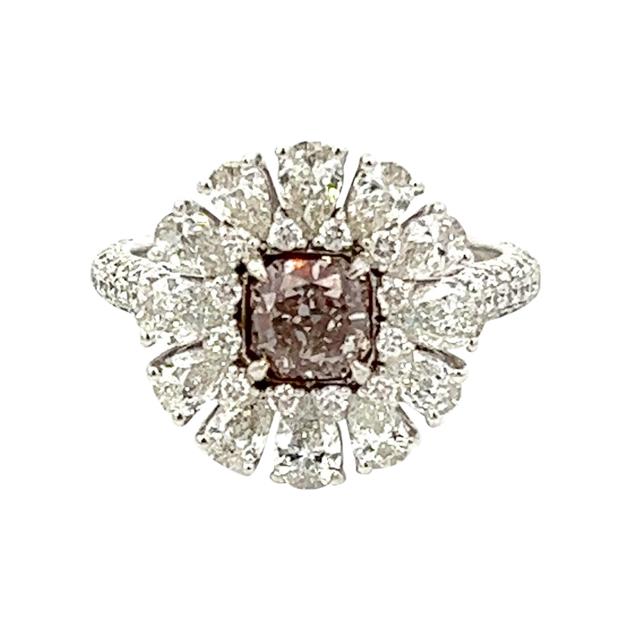 GIA Certified 1.01 Carat Fancy Light Pink Diamond Ring For Sale