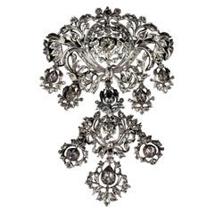 Antique 18th/19th Century Rose-Cut Diamonds Devant de Corsage Silver Portuguese