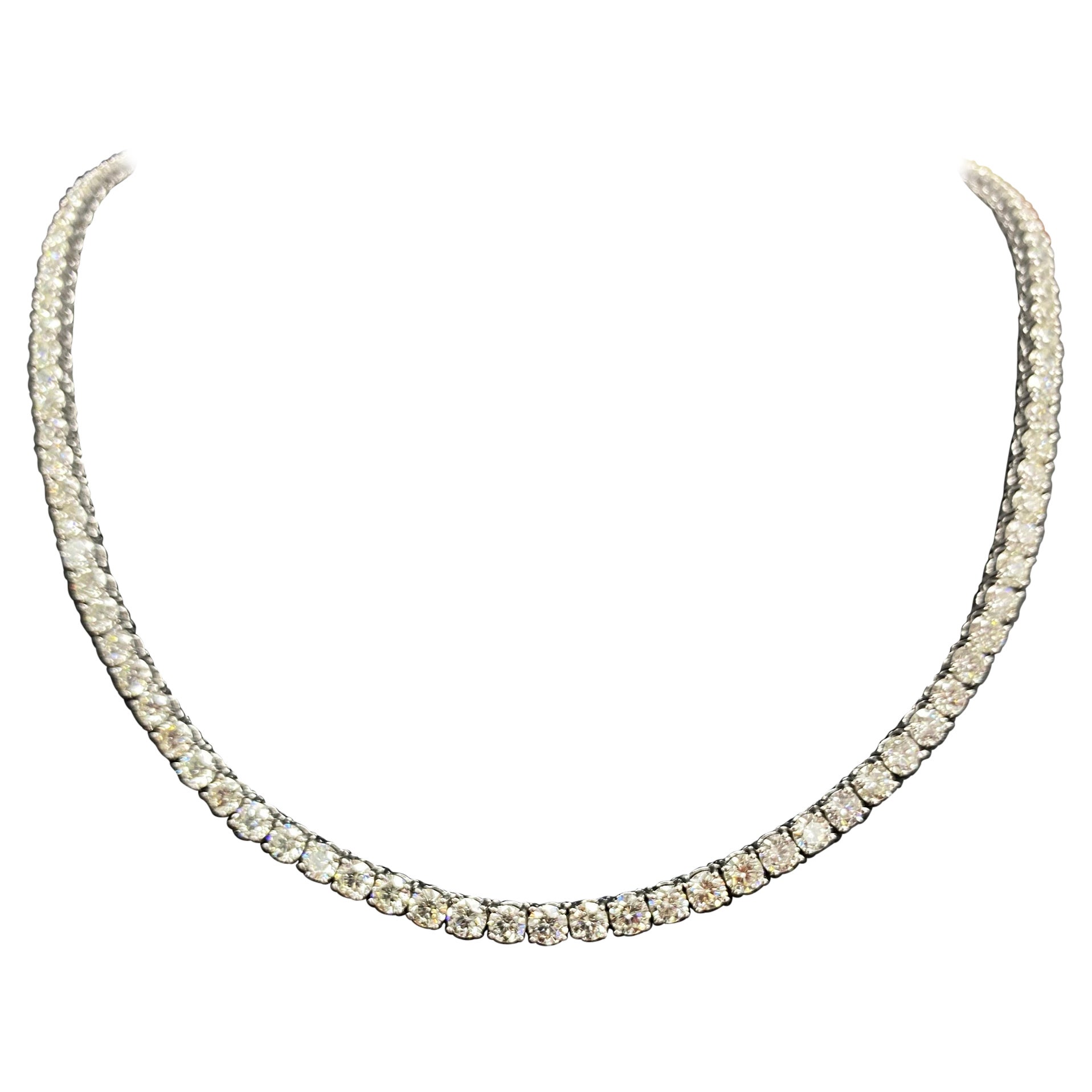 Certified 17 Carat Diamond Tennis Necklace For Sale