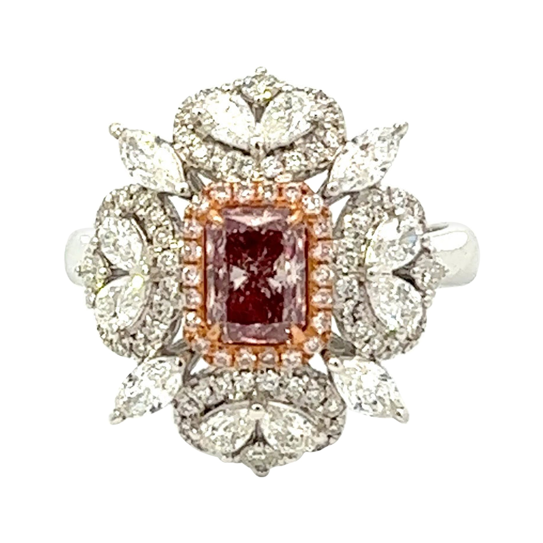 GIA Certified 0.71 Carat Fancy Pink Diamond Ring For Sale