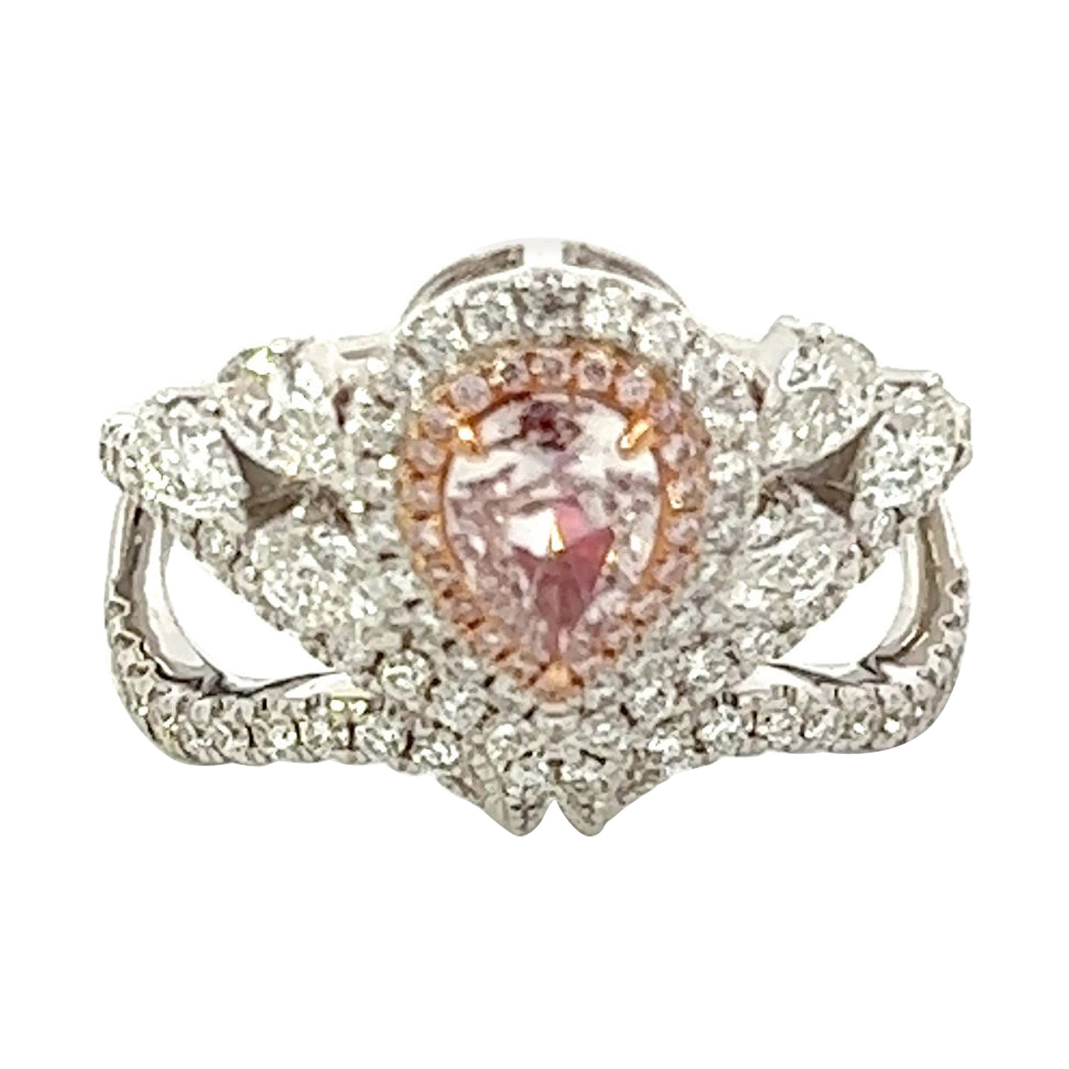 GIA Certified 0.48 Carat Light Pink Diamond Ring For Sale