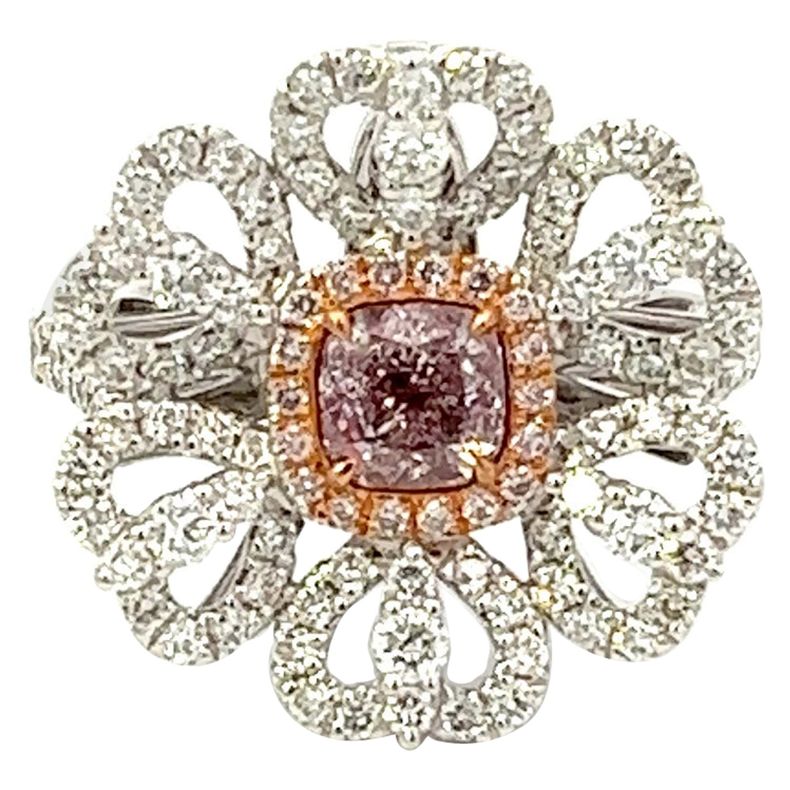 GIA Certified 0.64 Carat Very Light Pink Diamond Ring For Sale