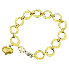 New 23 Karat Yellow Pure Gold 15.75 Gm Link Bracelet for Charms with Heart Charm