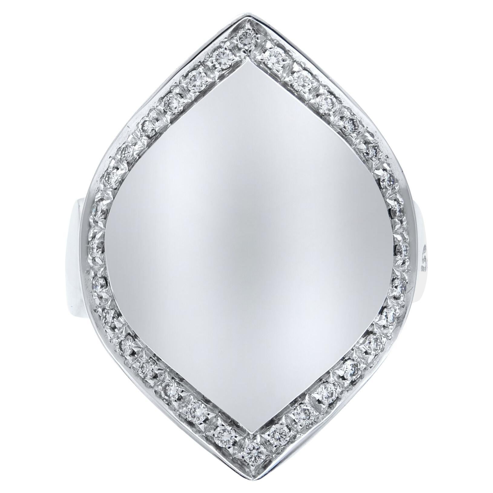 Salvini Diamond Cocktail Signet Ladies Ring 18k White Gold 0.60 Cttw For Sale