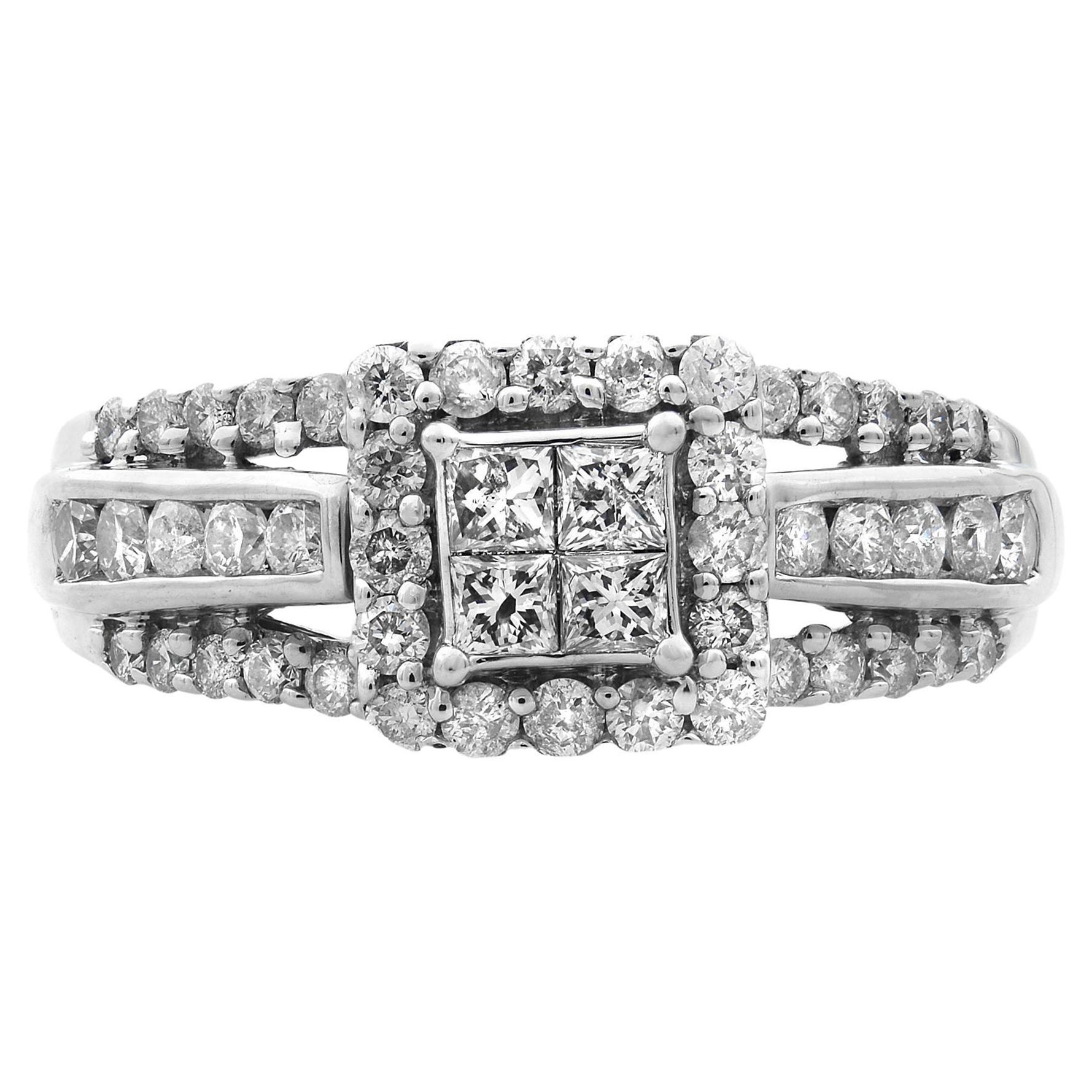 Rachel Koen Diamond Ladies Wedding Ring 14K White Gold 1.25cttw For Sale