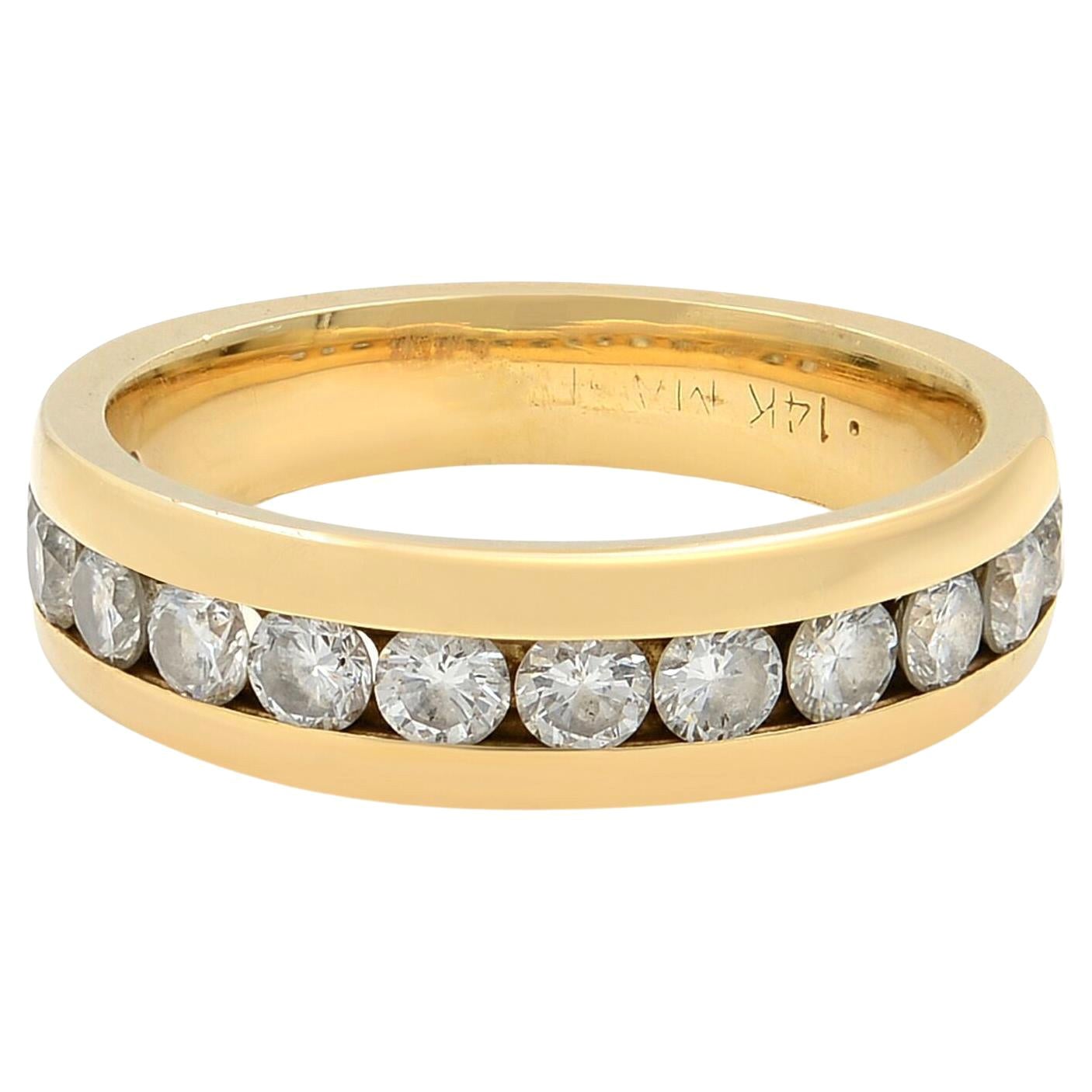 Rachel Koen Round Cut Diamond Wedding Ring Band 14K Yellow Gold 0.56Cttw For Sale