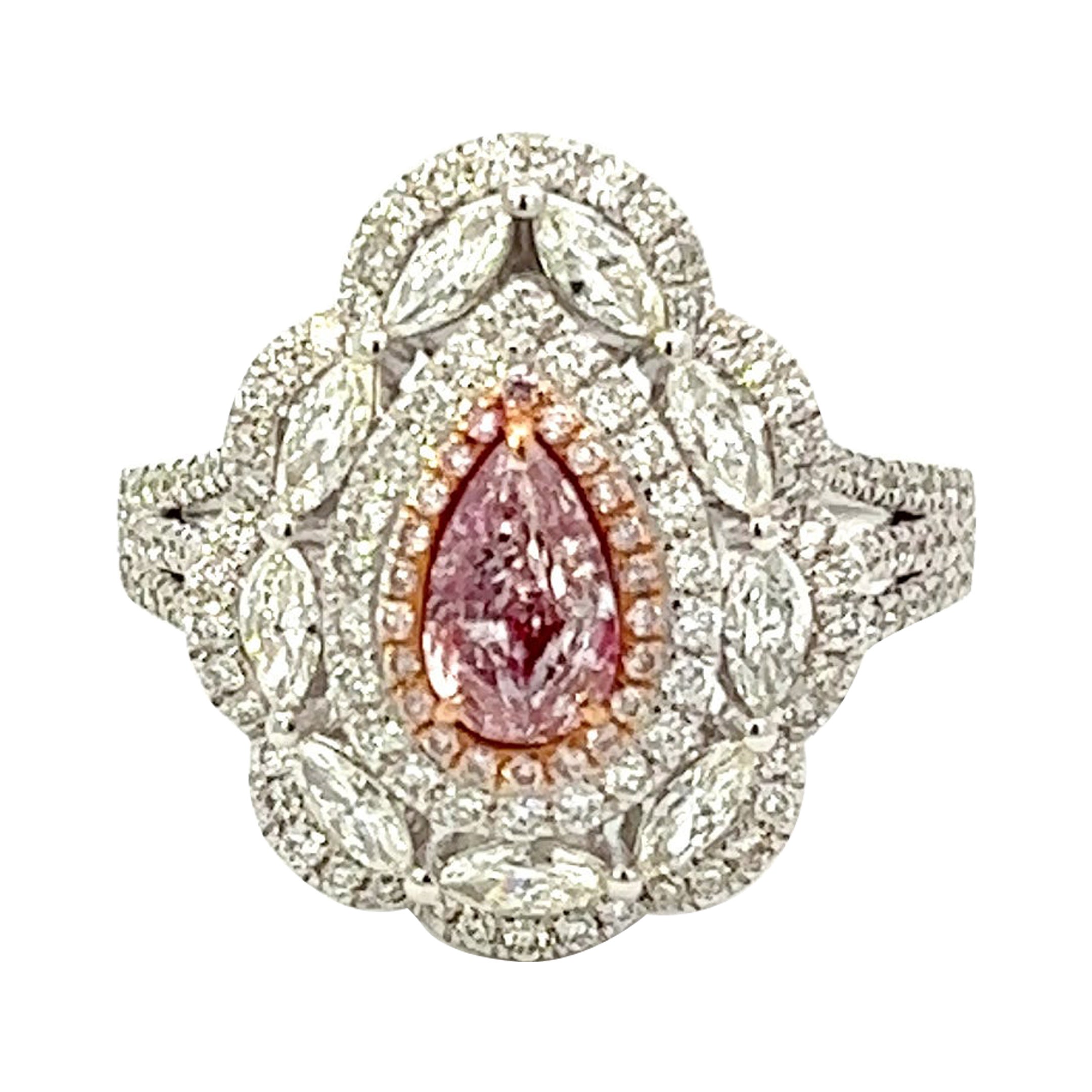GIA Certified 0.54 Carat Fancy Light Pink Diamond Ring For Sale