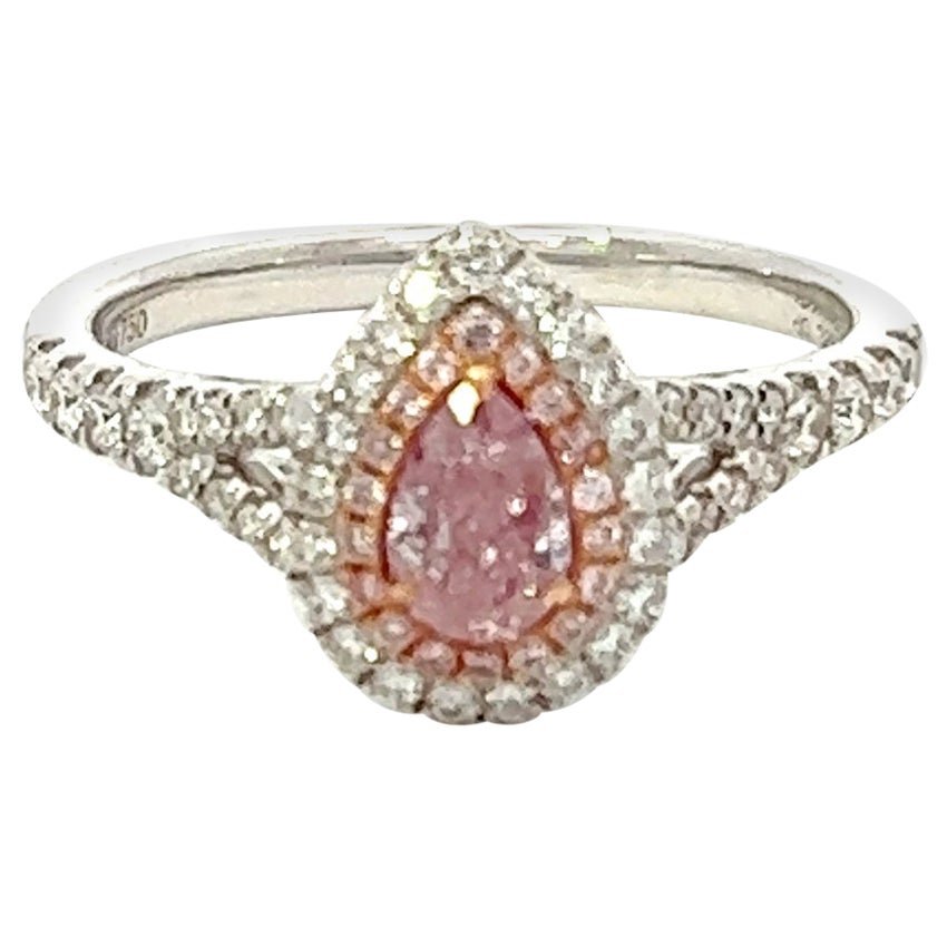 GIA Certified 0.50 Carat Light Pink Diamond Ring For Sale