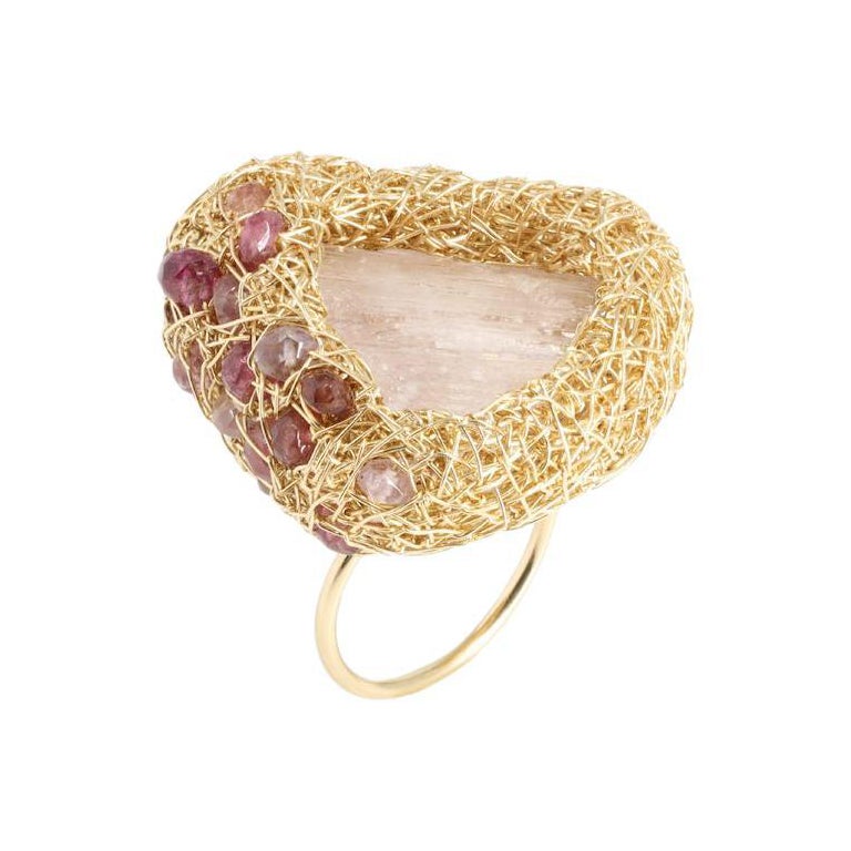 One Off Pearl Ring 14 K Yellow Gold F. Blackened silver by the artist ...