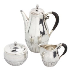 Vintage Sterling Silver Mocha or Coffee Set by Georg Jensen in the 'Cosmos' Pattern