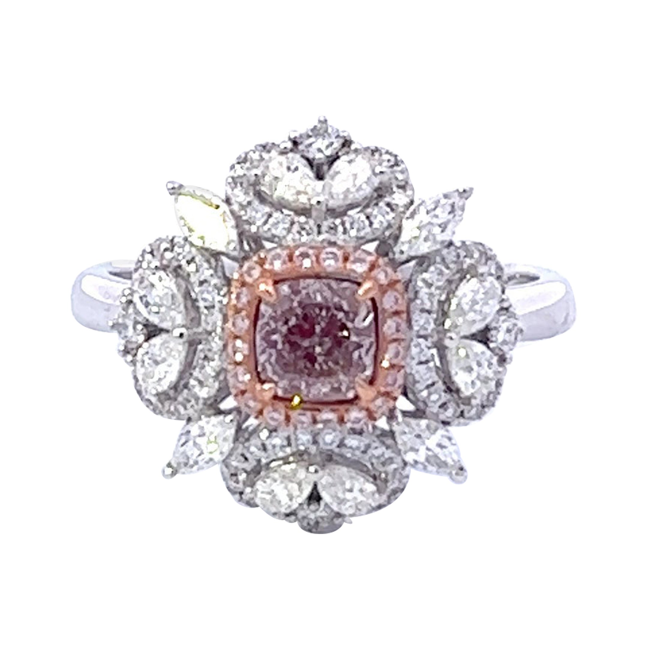 GIA Certified 0.53 Carat Fancy Light Pink Diamond Ring For Sale