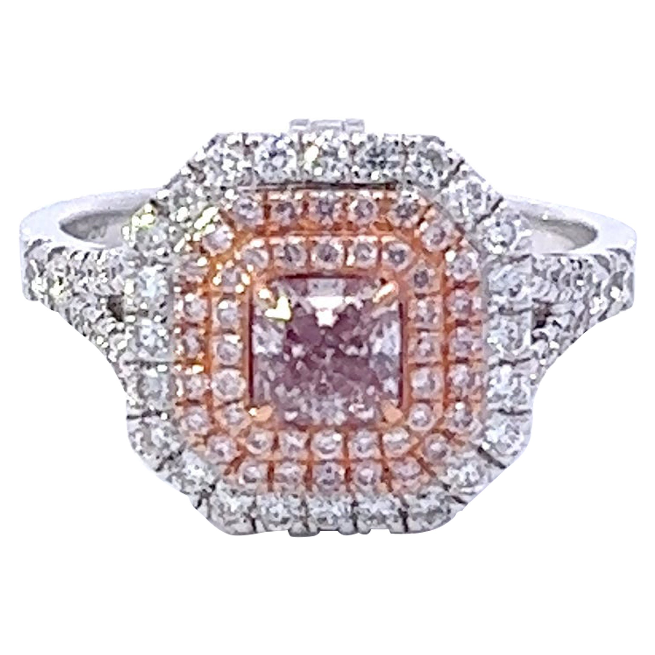 GIA Certified 0.51 Carat Light Pink Diamond Ring For Sale