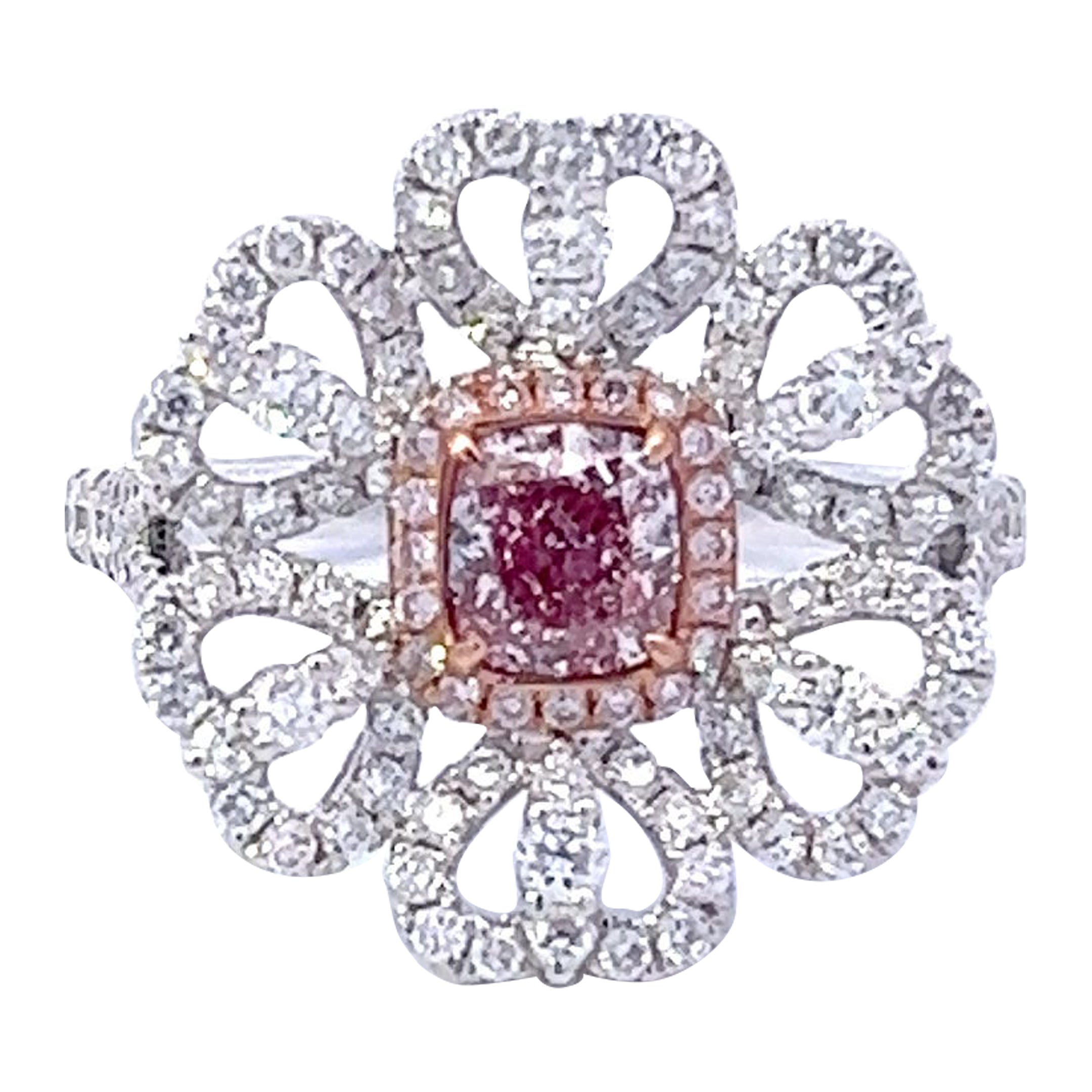 GIA Certified 0.59 Carat Light Pink Diamond Ring For Sale
